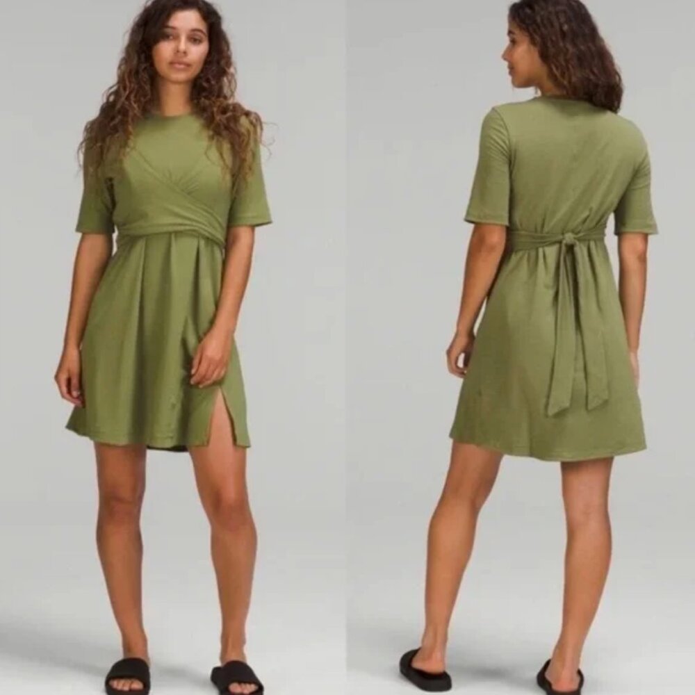 Lululemon Sport Chic Recreation Tie Wrap Pima Cotton Comfort Athleisure Dress 10